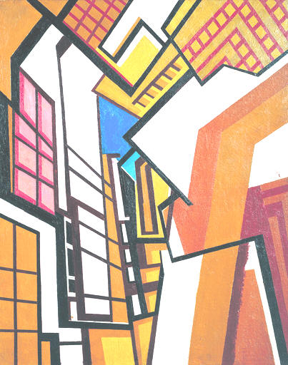 The painting 'Workshop' by Lewis, c.1914