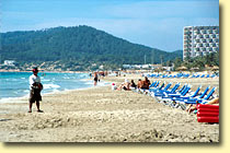 The long sandy beach