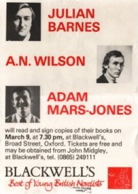 Promotional Poster for a Reading at Blackwell's Featuring Julian Barnes (Circa 1984)