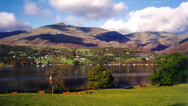 CONISTON LAKE, VILLAGE AND MOUNTAINS