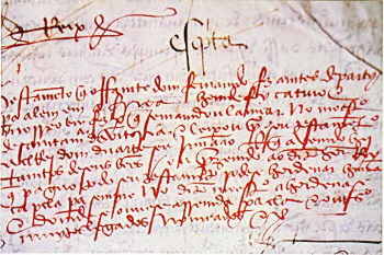Testamento del Infante D. Fernando encabezado con la palabra SEPTA