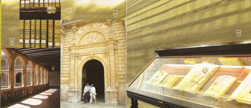 A Portada Renacentista. Colegio de Santa Cruz
B Claustro del Colegio de Santa Cruz
C Libros de la biblioteca del Colegio de Santa Cruz
D Biblioteca del Colegio de Santa Cruz