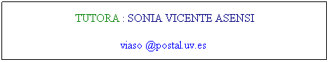 Cuadro de texto: TUTORA : SONIA VICENTE ASENSI
viaso @postal.uv.es  
